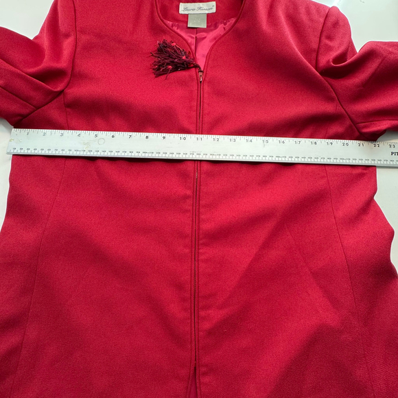 Laura Henson Vintage Red Full Zip Blazer Jacket Women's 16 - Picture 7 of 10